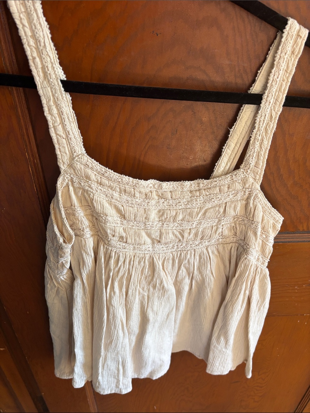 Light Beige Lace-Trim Camisole Tank Top